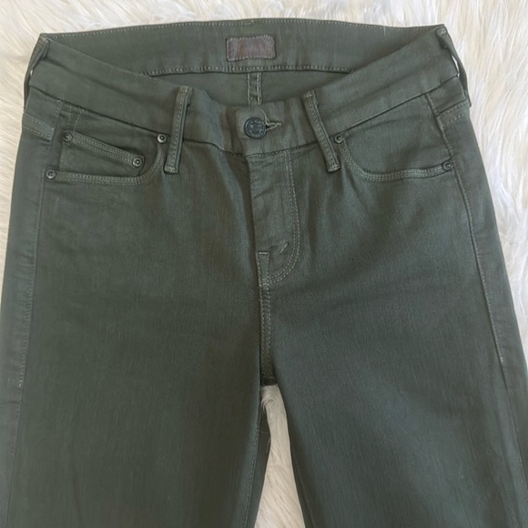 Mother Looker Ankle Fray Skinny Just For Kicks Emerald Green Denim Jeans Size 25 - Picture 4 of 16